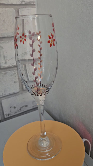 Thumbnail: Hand Painted Wine Glass - Autumn Leaves 
