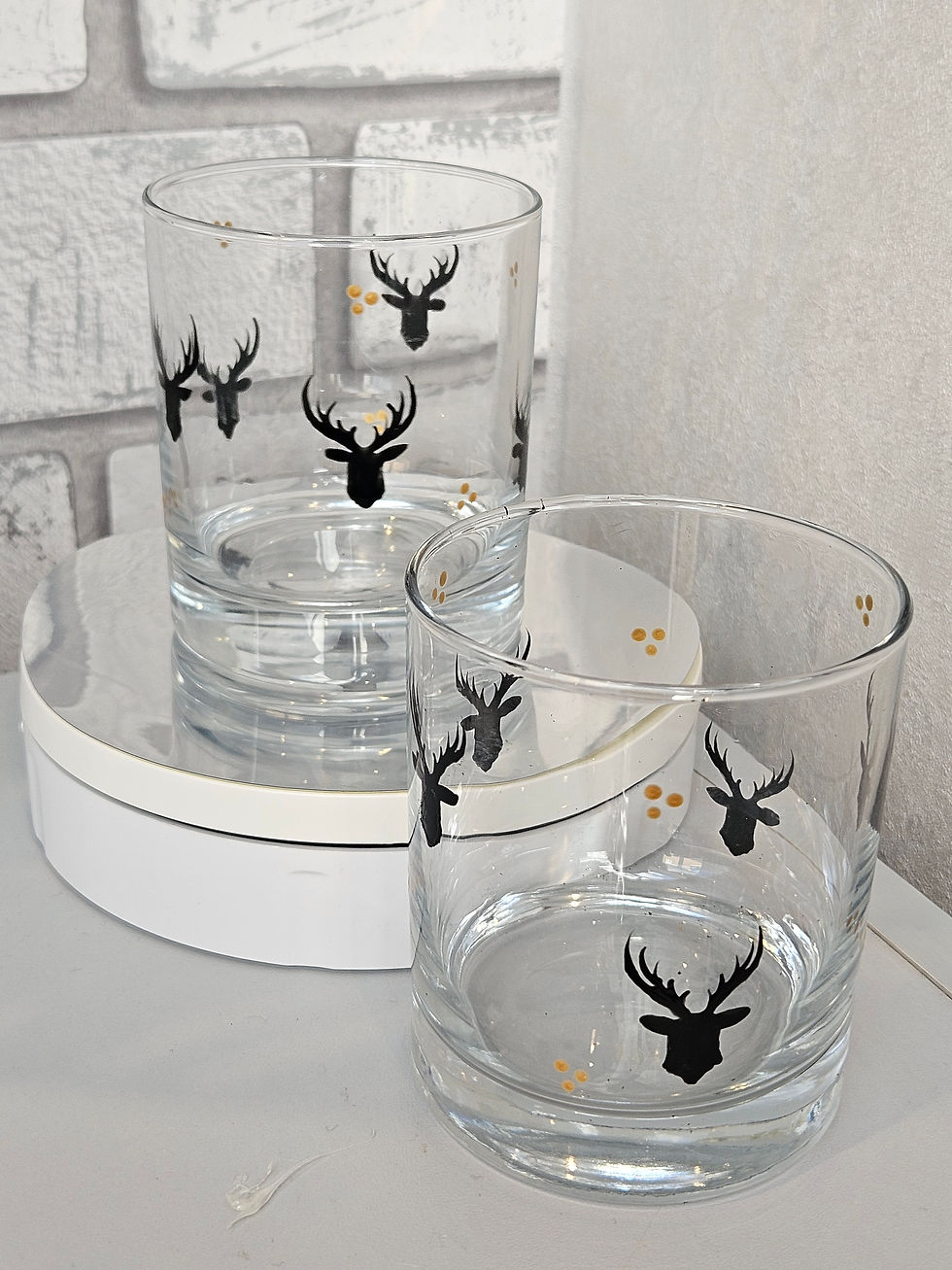 Thumbnail: Hand Painted Short/Whiskey/Spirit Glass in Somerset Stags