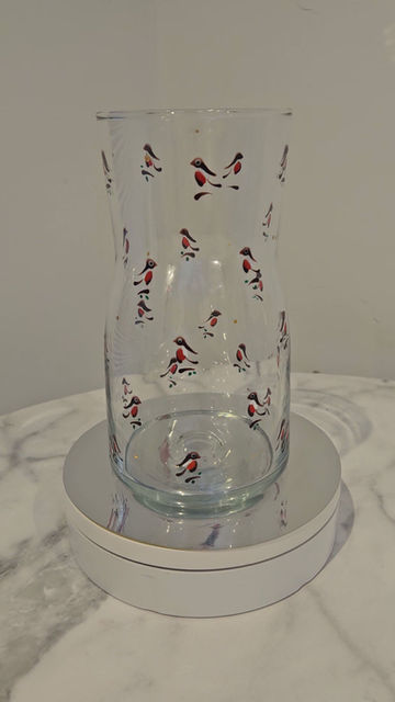 Thumbnail: Hand Painted 17cm Vase in Scattered Robins