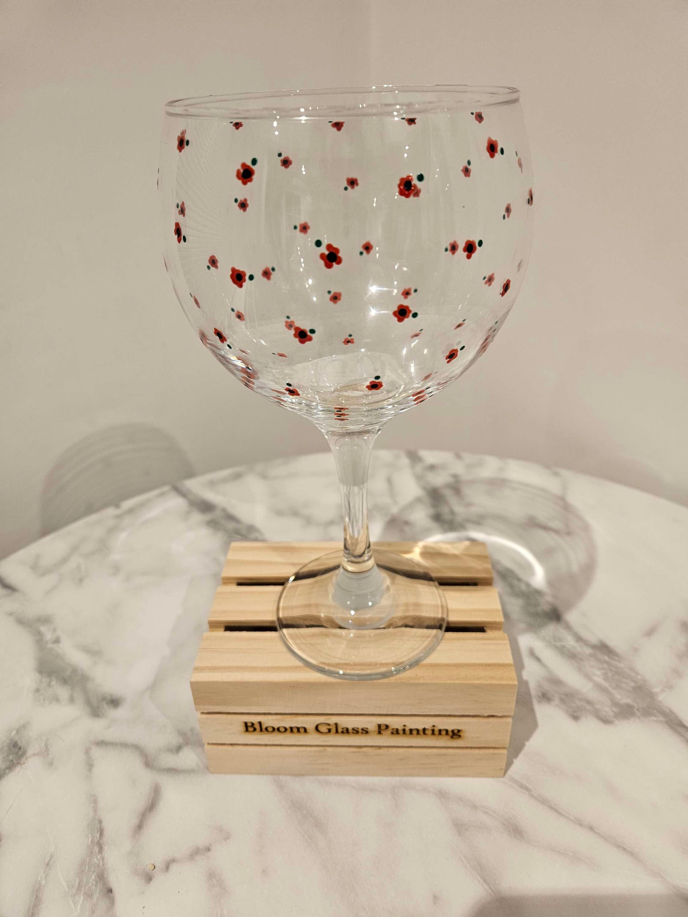 Pretty Poppy - Hand Painted Gin Glass 