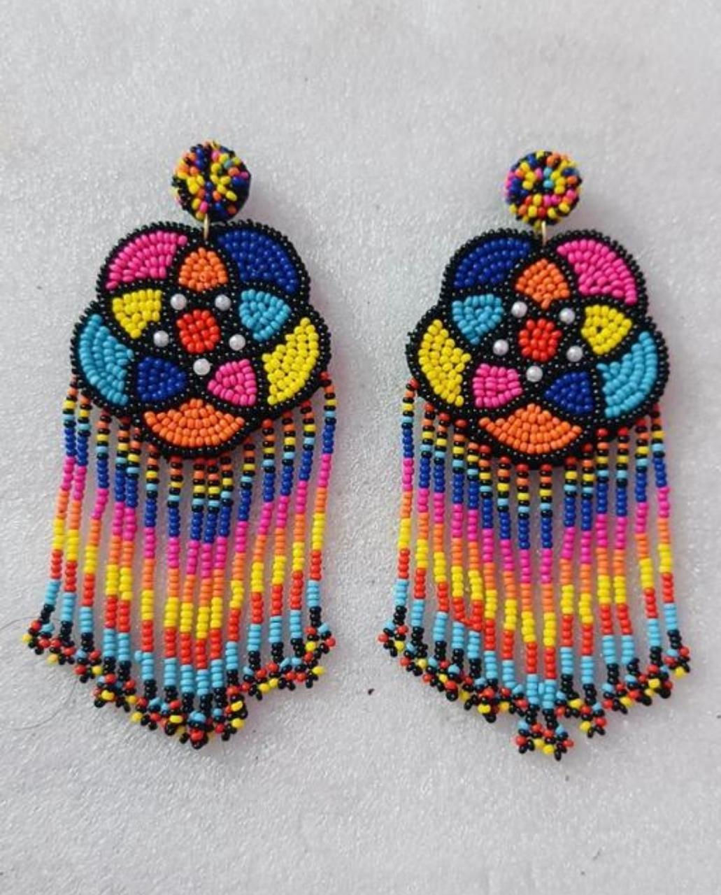 Rainbow Fringe Bead Earrings