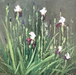 Blue Iris, oil 4 7/8x 4 7/8 $1100