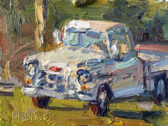 White Truck by Stephen Haynes, oil 6x6 $425