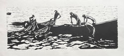 PB McMartin, woodcut, Seining