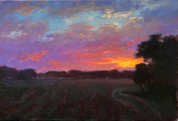Sunset Yorktown Farm, oil 16x20 $4200
