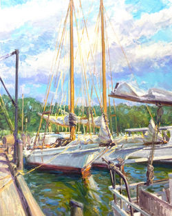 Bustling Harbor, oil 40x30 $4400