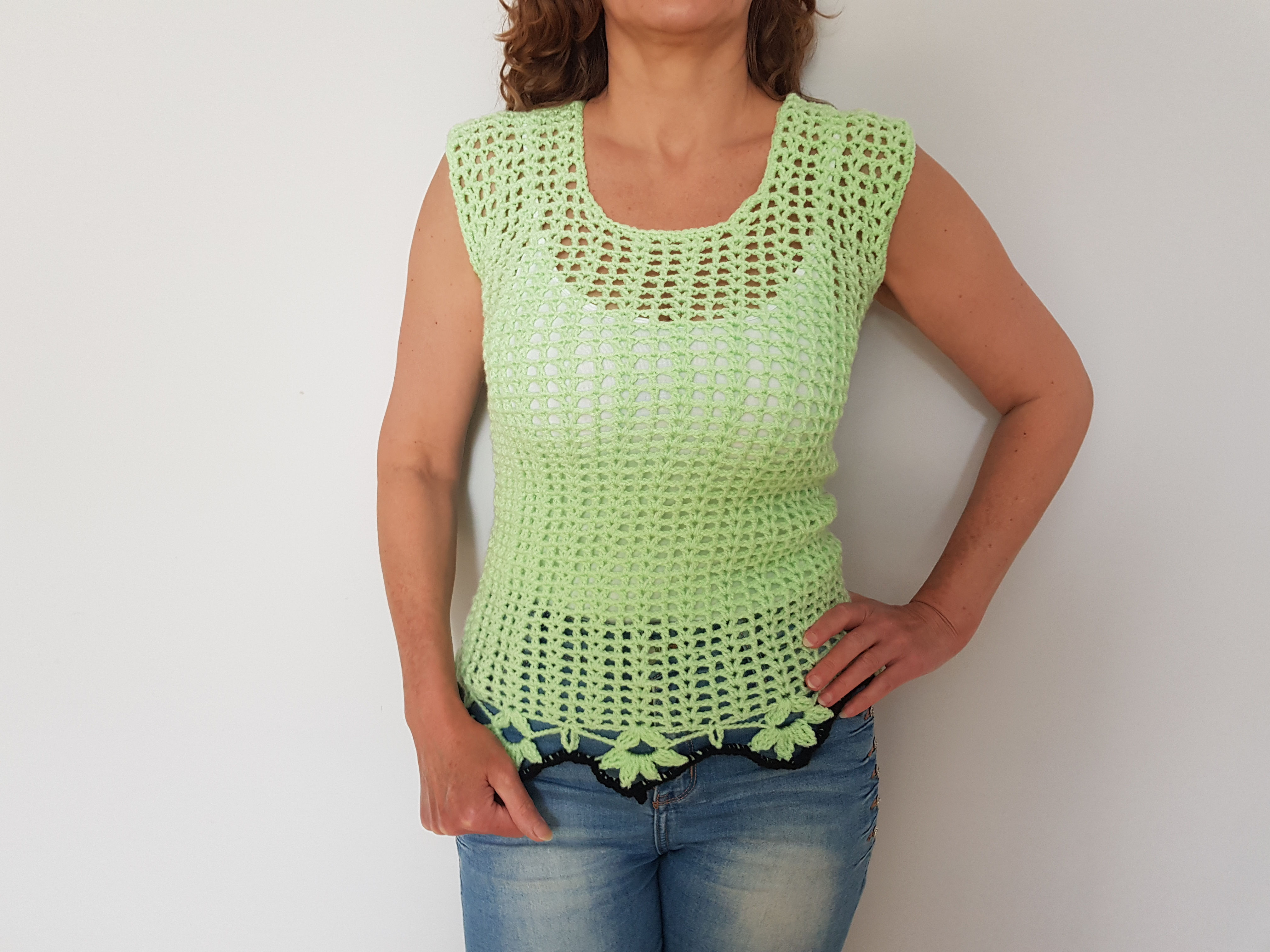 Sleeveless boho summer tank, Women's crochet top