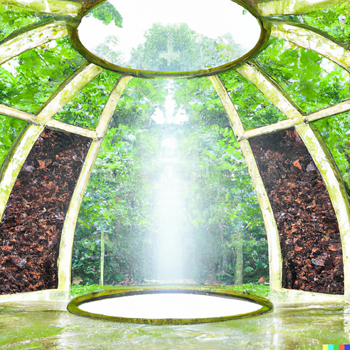 DALL·E 2023-08-21 14.30.46 - a photo of a majestic round glass tunnel entrance from floor