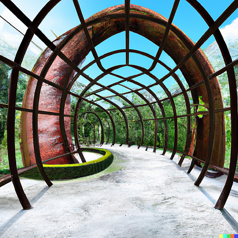 DALL·E 2023-08-21 14.10.35 - a photo of a majestic round glass tunnel entrance from floor