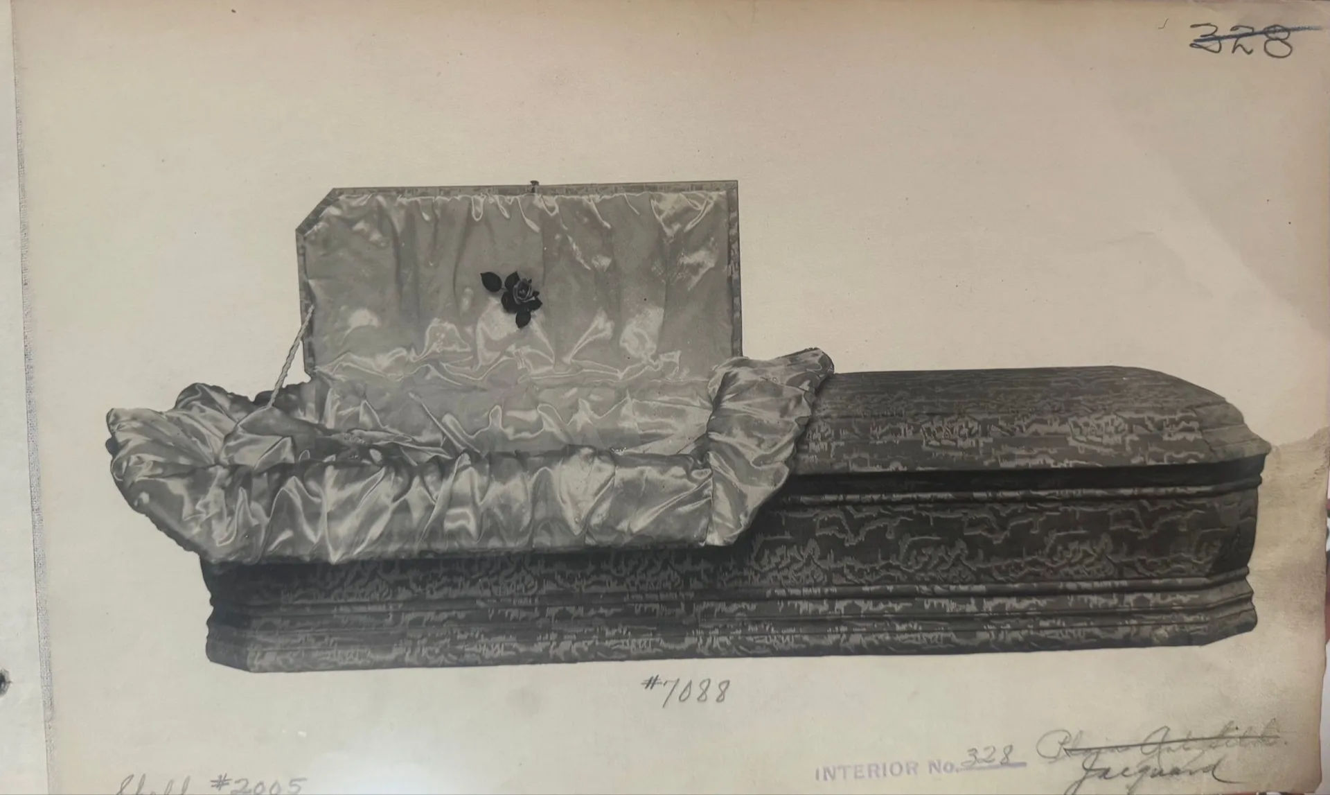14"x8" Vintage Funeral Home Casket Interior Sample