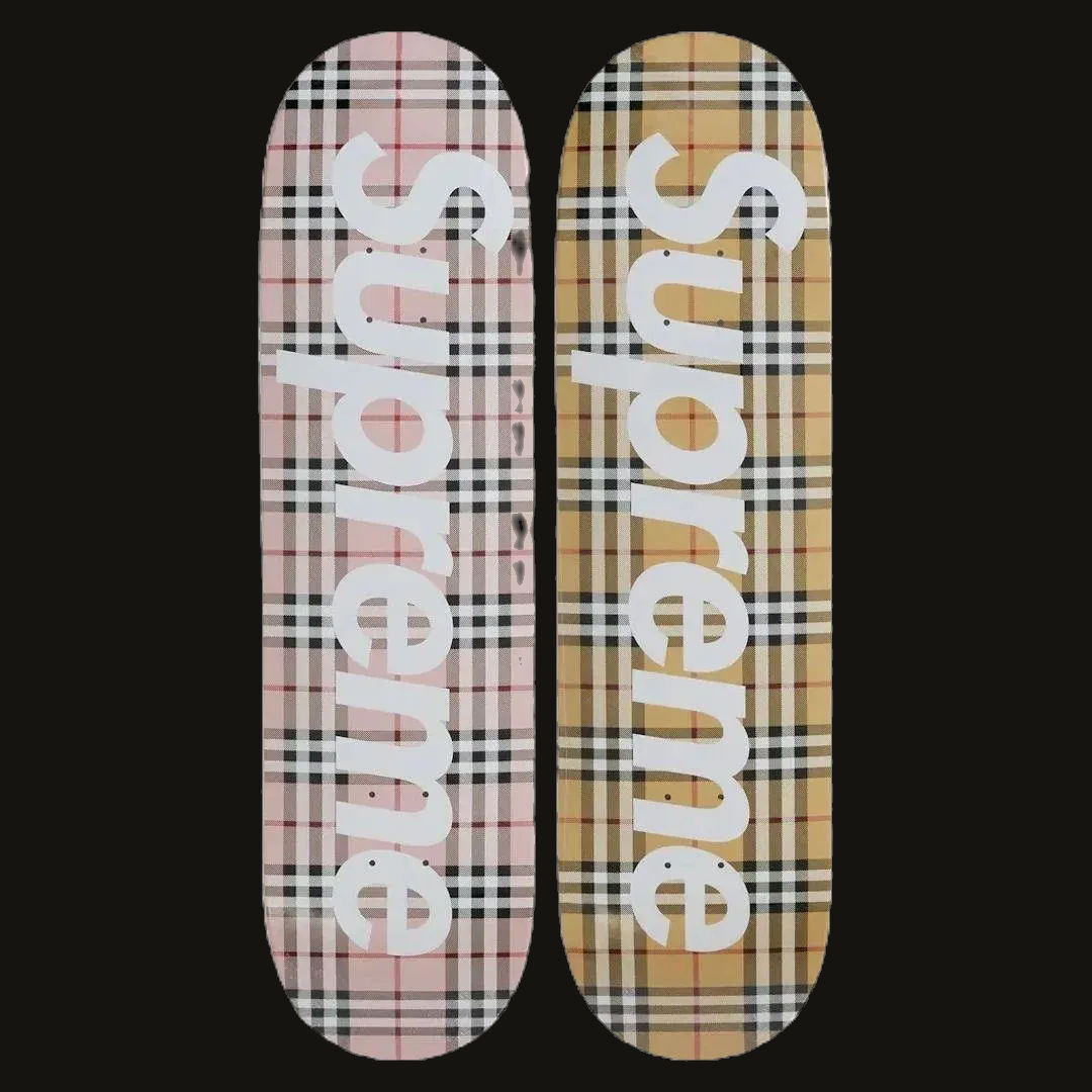 Supreme Burberry Skate Deck Set Pink & Beige