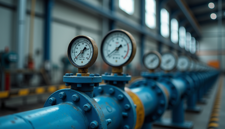 Close-up view of industrial pipeline valves and gauges at Vopak terminal