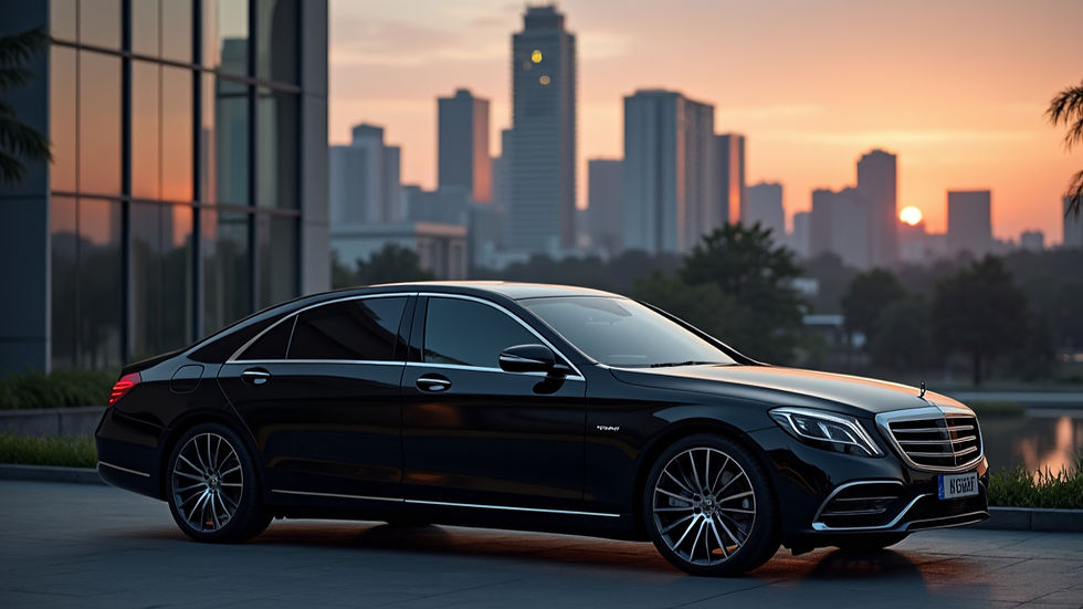 Eye-level view of a luxury car parked near Nairobi National Museum