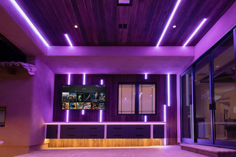 Room with Vibrant violet lighting