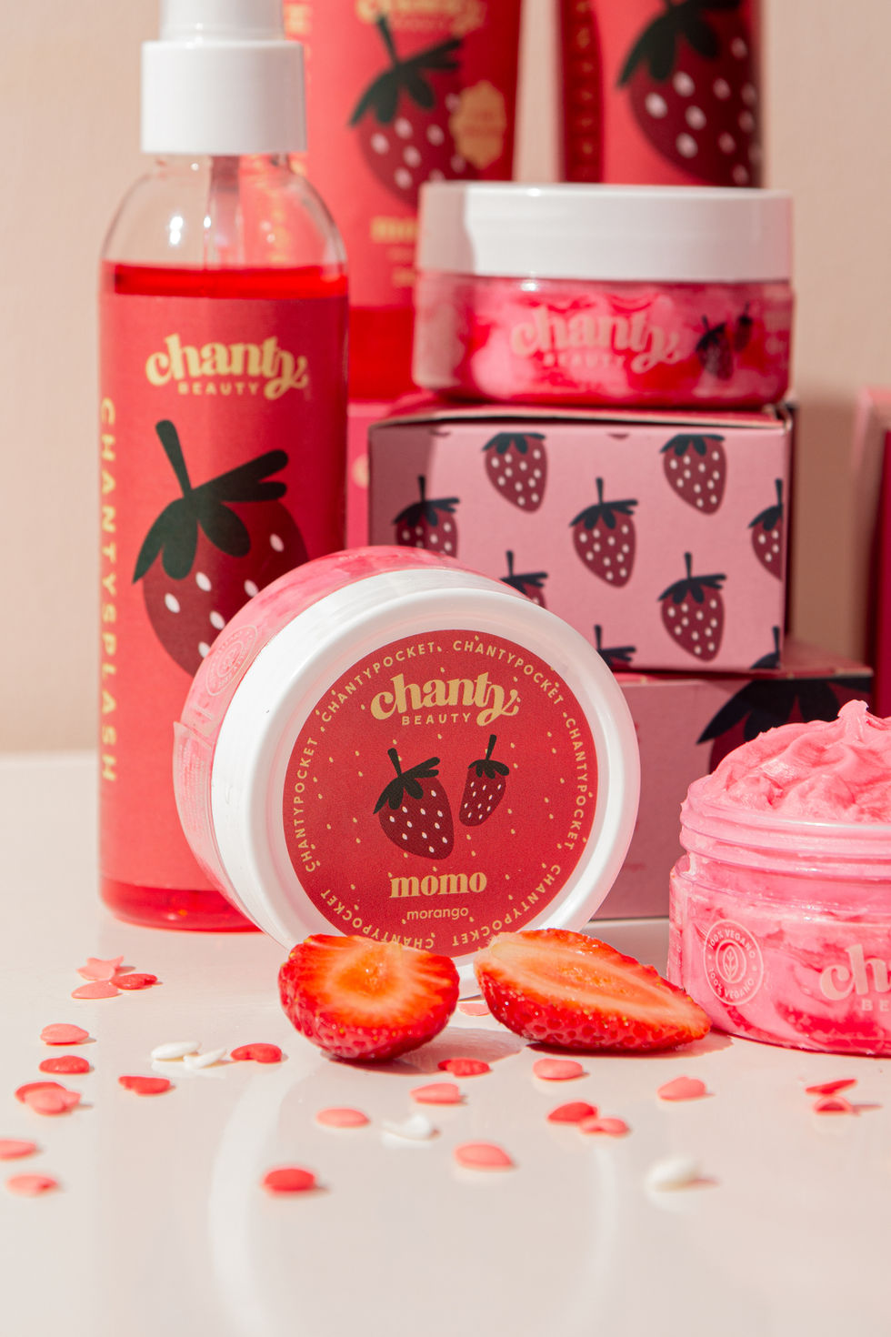 Kit Chanty Beauty Momo: esfoliação morango doce