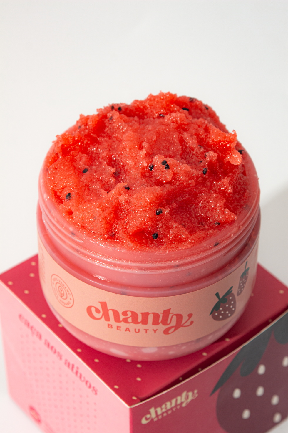 Esfoliante Chanty Beauty, morango, esfoliação corporal