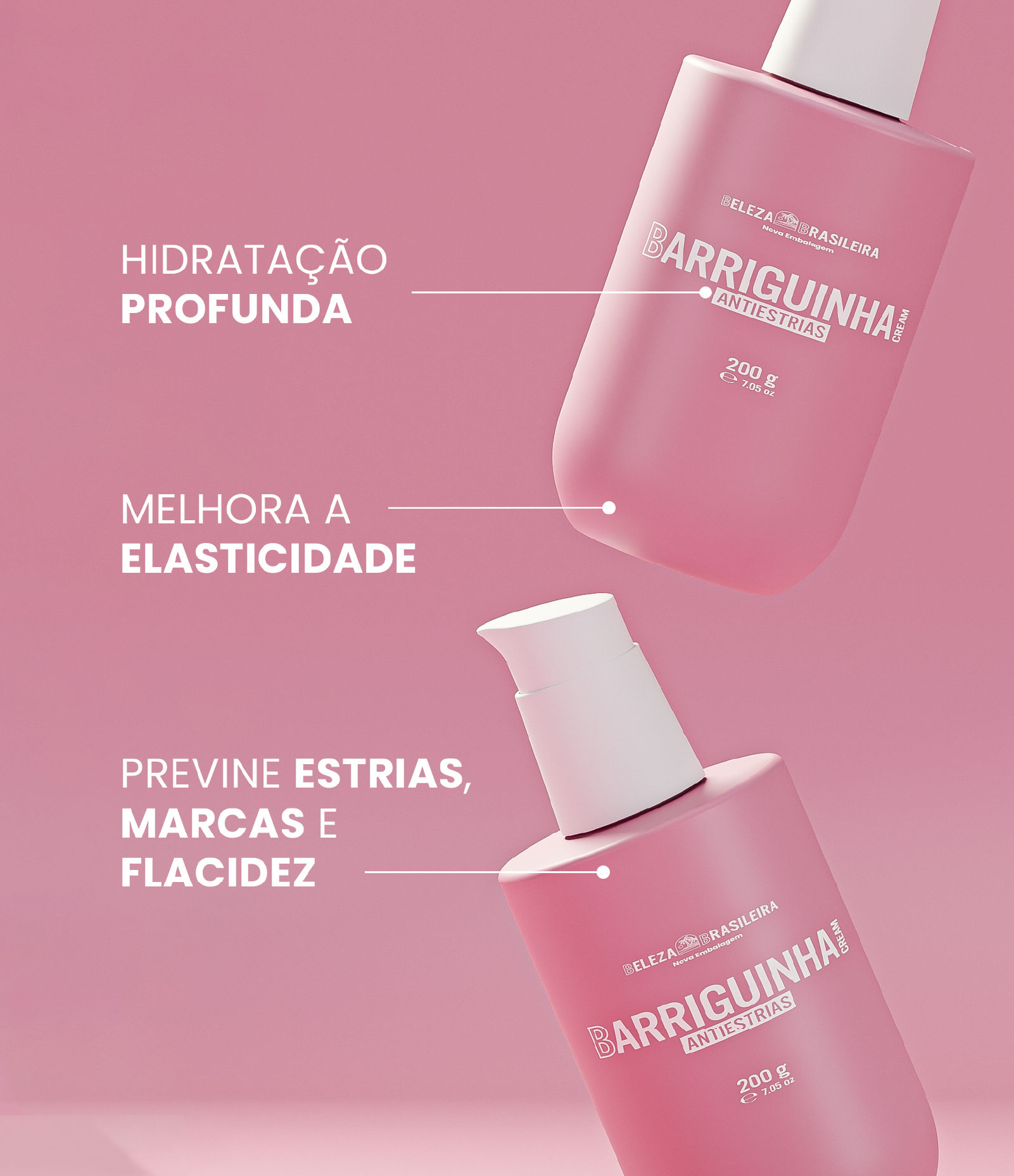 Creme Barriguinha Beleza Brasileira: hidratação profunda, melhora elasticidade, previne estrias e flacidez.