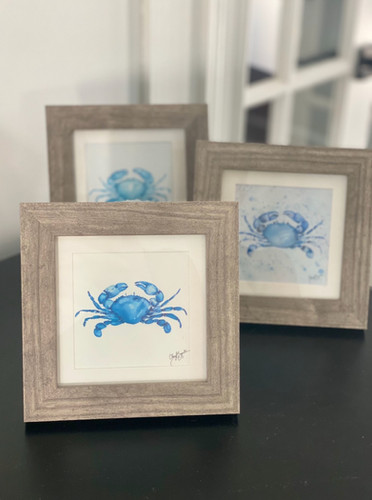 Set of three Crab Framed Prints CZapataArt