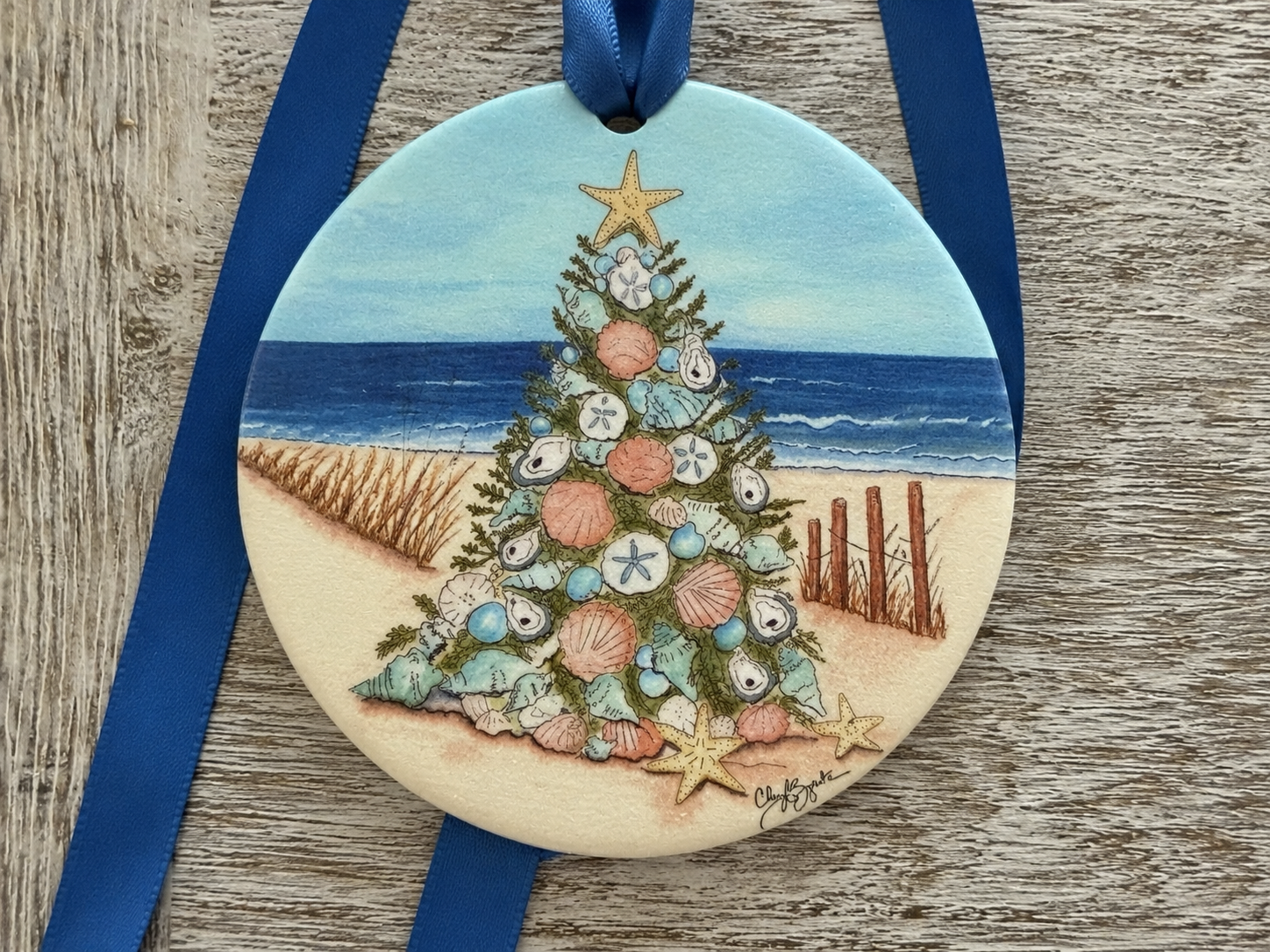 Shell Christmas Tree Porcelain Ornament