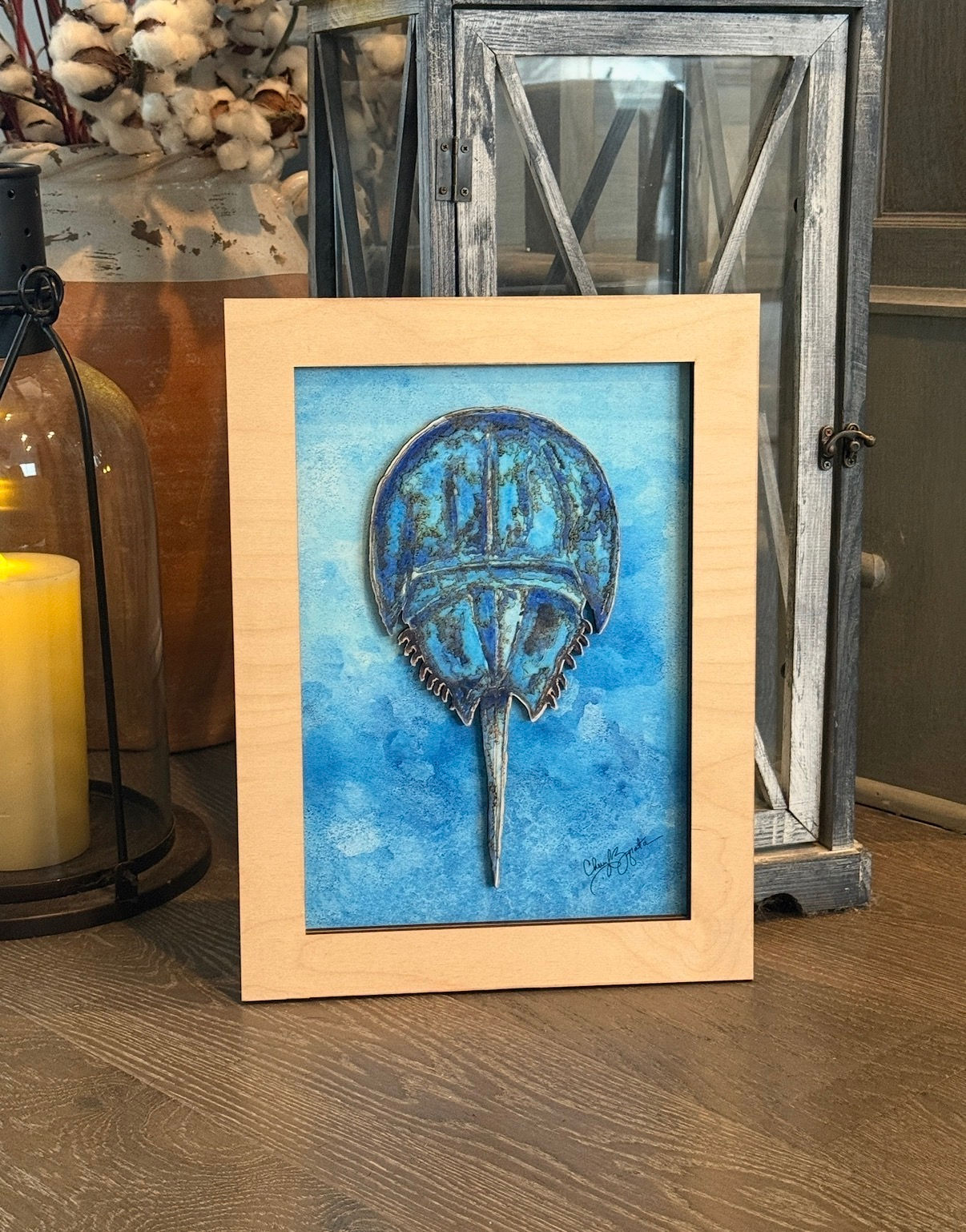 Horseshoe Crab – 3D Watercolor on Wood