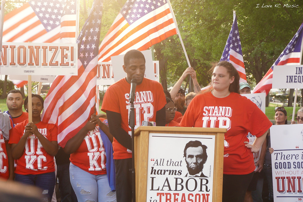Terrance Speaking at a Labor Day March