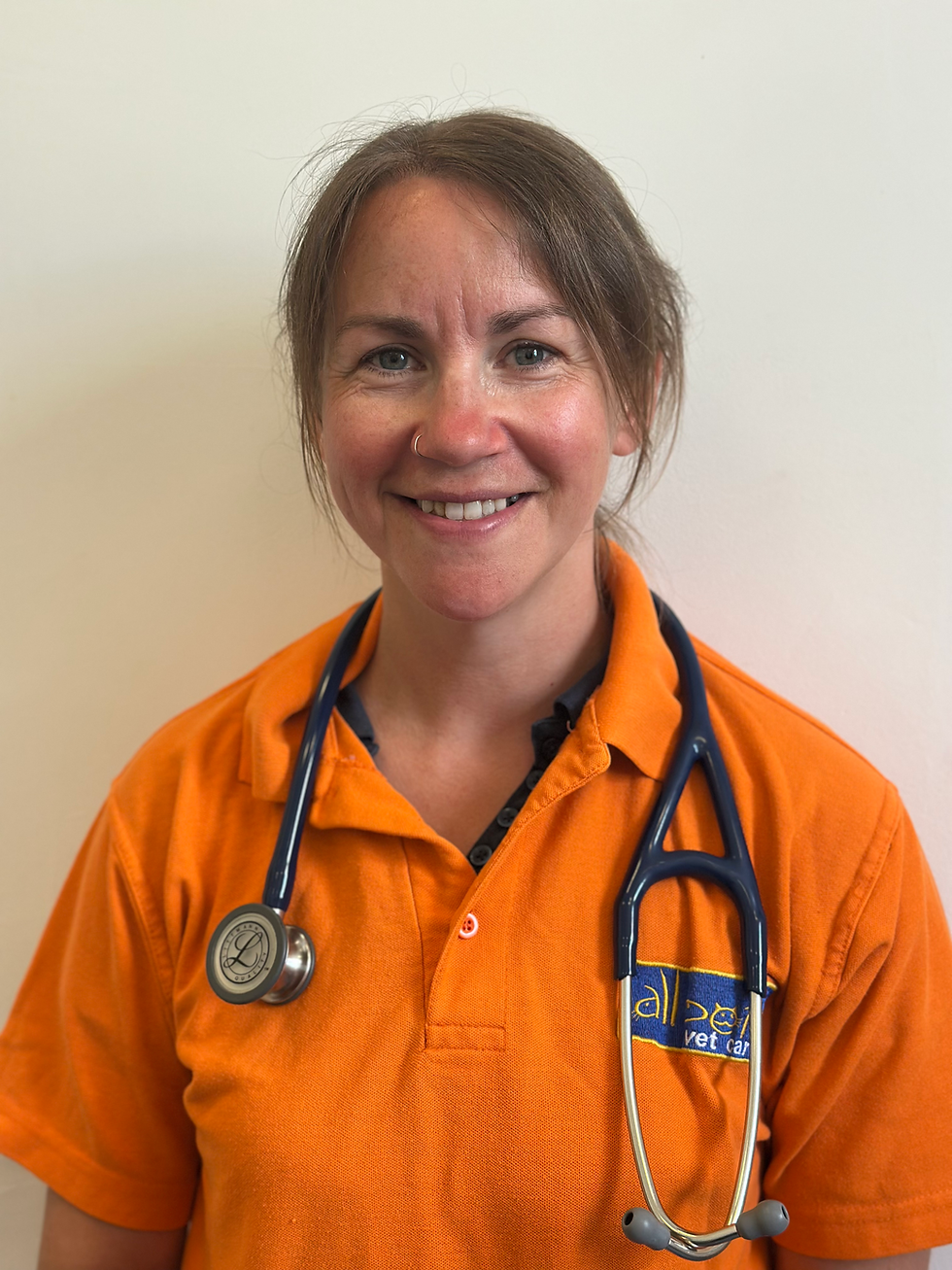 Smiling veterinarian with stethoscope, meet our friendly team