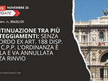Continuazione tra più patteggiamenti: senza accordo ex art. 188 disp. att. c.p.p. l’ordinanza è nulla e va annullata senza rinvio (Cass. Pen. n. 35625/25)