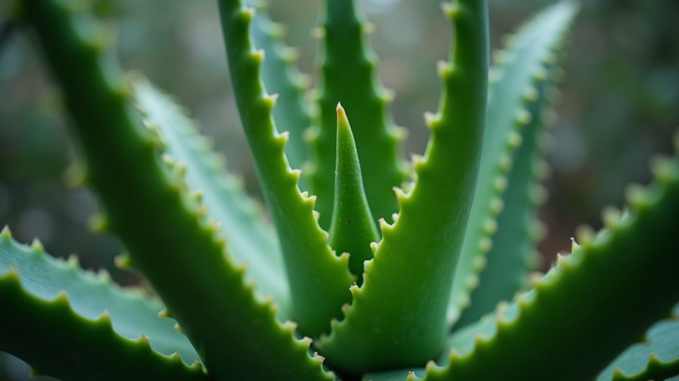 Close-up view of aloe vera plant leaves