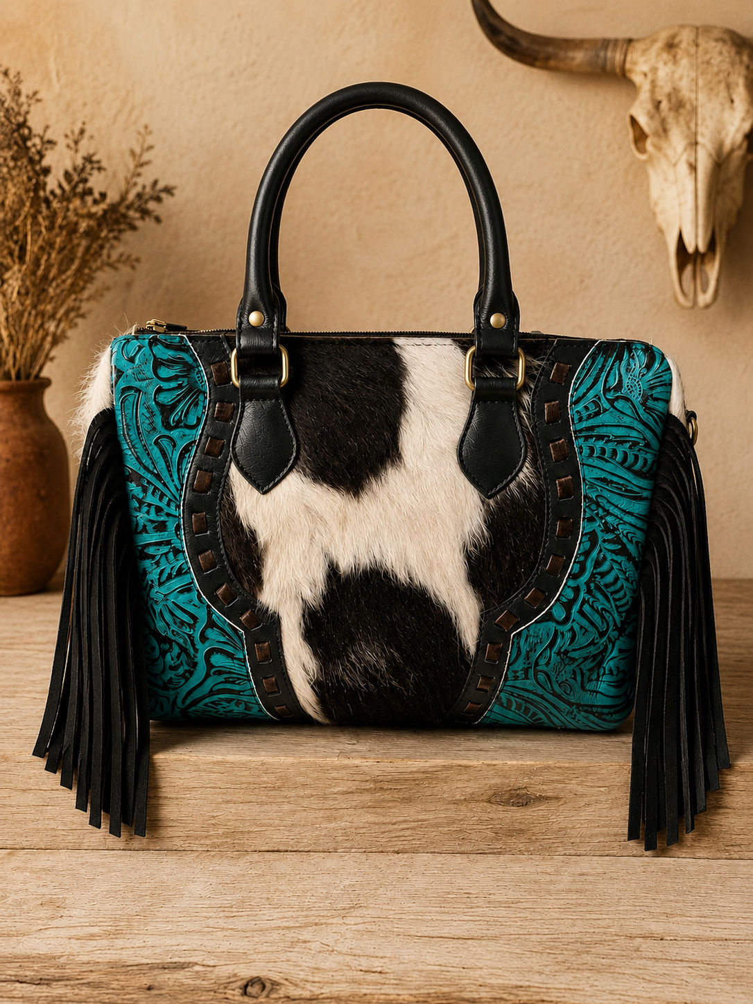 The Turquoise Trailblazer Cowhide Bag