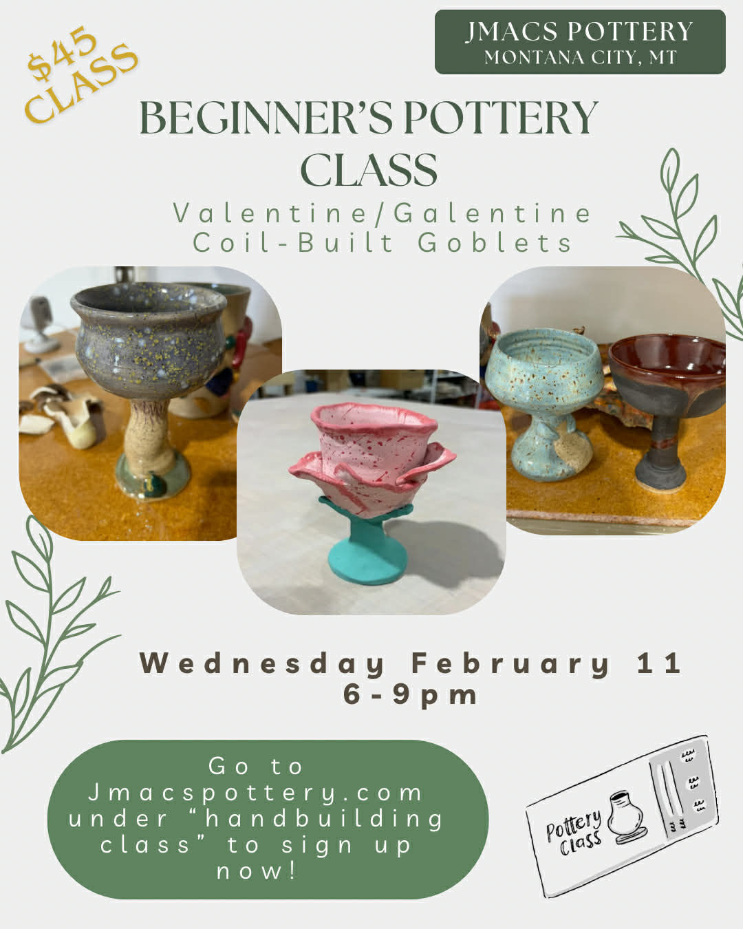 Valentines/Galantine Goblet Workshop Wednesday Feb 11th 6-9pm
