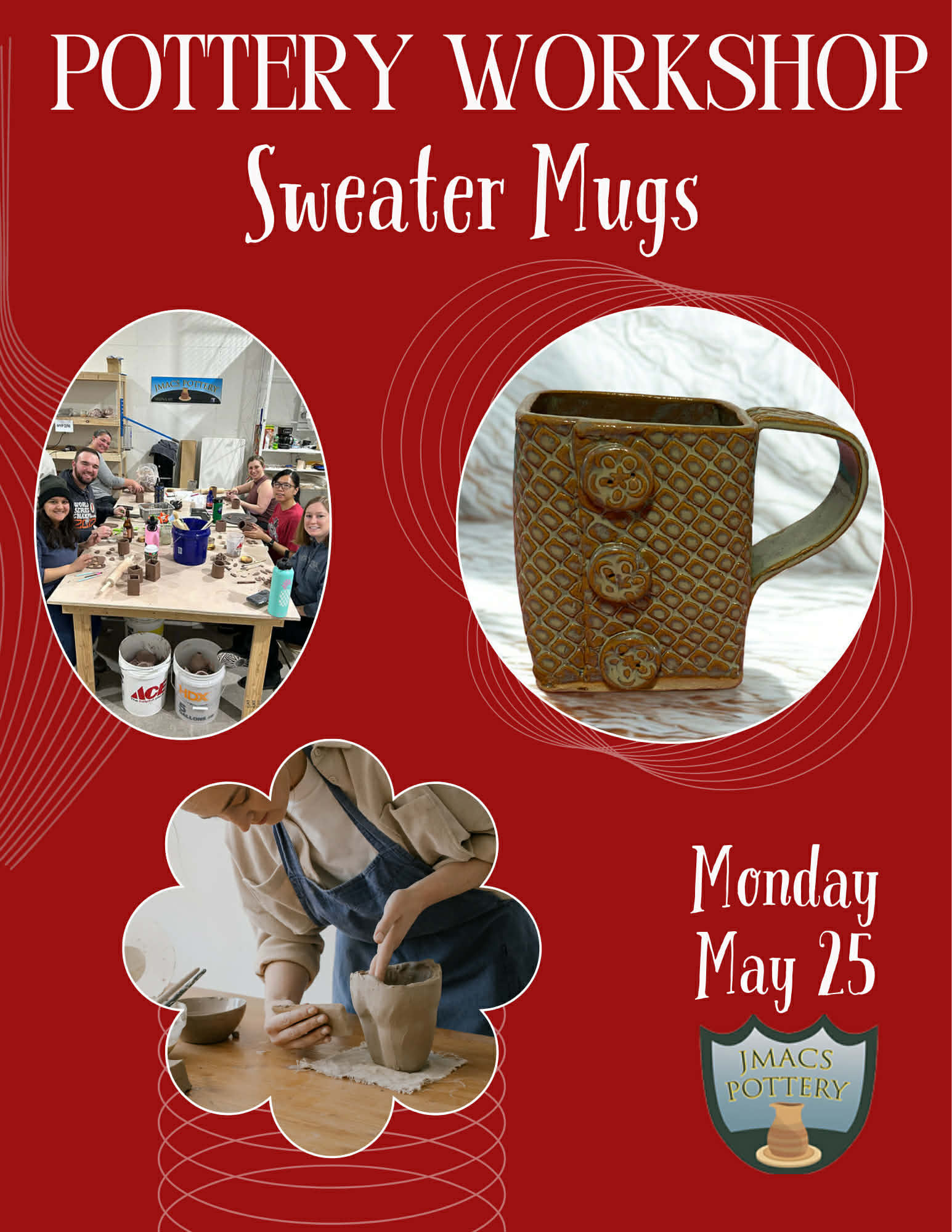 Monday Night Sweater Mug Pottery Workshop May 25th 6-830pm