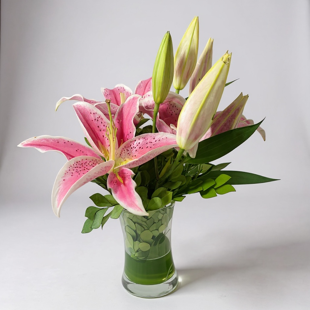 Vaso de Lírios Rosados