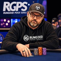 Chris Wickman playing poker during a RunGood Poker Series tournament.