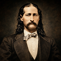 Vintage-style portrait illustration of James Butler “Wild Bill” Hickok, the 19th-century gambler and 1979 Poker Hall of Fame inductee.