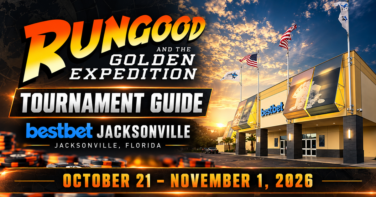 RunGood Golden Expedition tournament guide featuring the bestbet Jacksonville building and October 21–November 1, 2026 full-series dates.