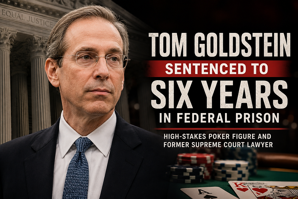 Tom Goldstein after being sentenced to six years in federal prison in a high-profile tax case involving high-stakes poker winnings.