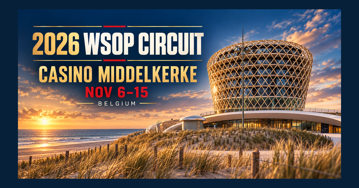 Illustration of the SILT Casino Middelkerke venue beside 2026 WSOP Circuit and November 6–15 Belgium dates.