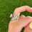 Thumbnail: Dry Creek Turq Stamped Tapered Cigar Band Ring Handmade by Navajo Derrick Gordon