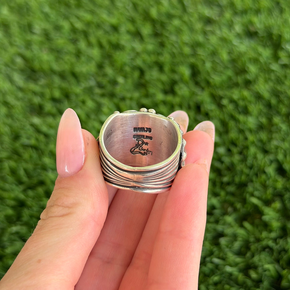 Thumbnail: Size 11.75 Mens Sterling Elaborate Appliqué Ring Handmade Navajo Delbert Gordon