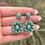 Thumbnail: Green Kingman Turq Round Flower Stud Earrings Handmade by Navajo Linda Yazzie