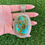 Miniature : Oversized Sonoran Gold Turq Cold Chisel Pendant Handmade by Navajo Albert Jake