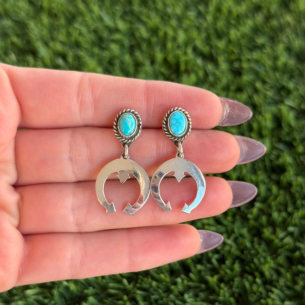 Sleeping Beauty Turquoise Stud Naja Earrings Navajo Handmade (Artist Unknown)