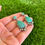 Thumbnail: SM Kingman Turquoise Drop Stud Earrings Handmade by Navajo Linda Yazzie