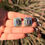 Thumbnail: Amethyst Rectangle Stud Stampwork Earrings Navajo Handmade (Artist Unknown)