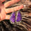 Thumbnail: XL Rare Sugilite Freeform Dangle Sterling Earrings Handmade Navajo Linda Yazzie