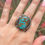 Thumbnail: Size 12 Gem Royston Sterling Silver Appliqué Ring Handmade Navajo Delbert Gordon