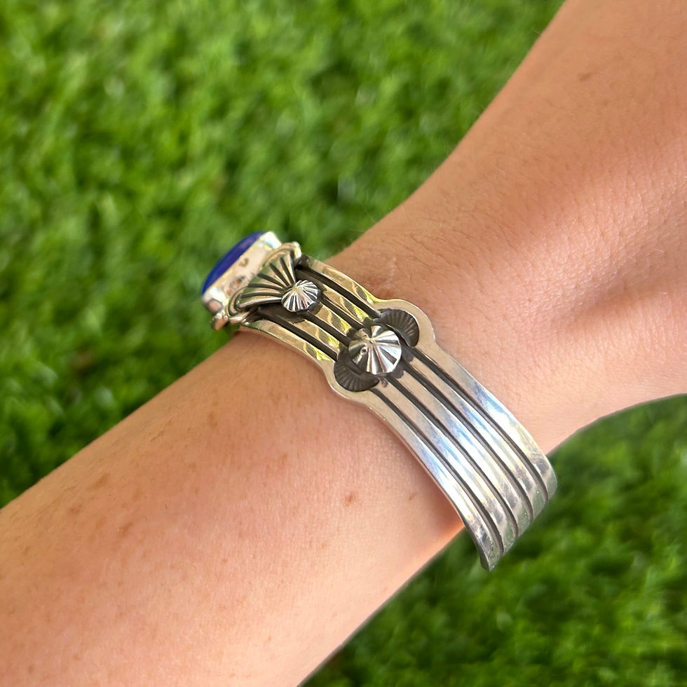 Thumbnail: Lapis Lazuli Scalloped Edge 3D Cuff Handmade Navajo John Nelson