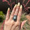 Thumbnail: Dry Creek Turq Stamped Tapered Cigar Band Ring Handmade by Navajo Derrick Gordon