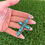 Miniature : Old Kingman Turquoise Stampwork Cross Pendant Handmade by Navajo Tsosie White