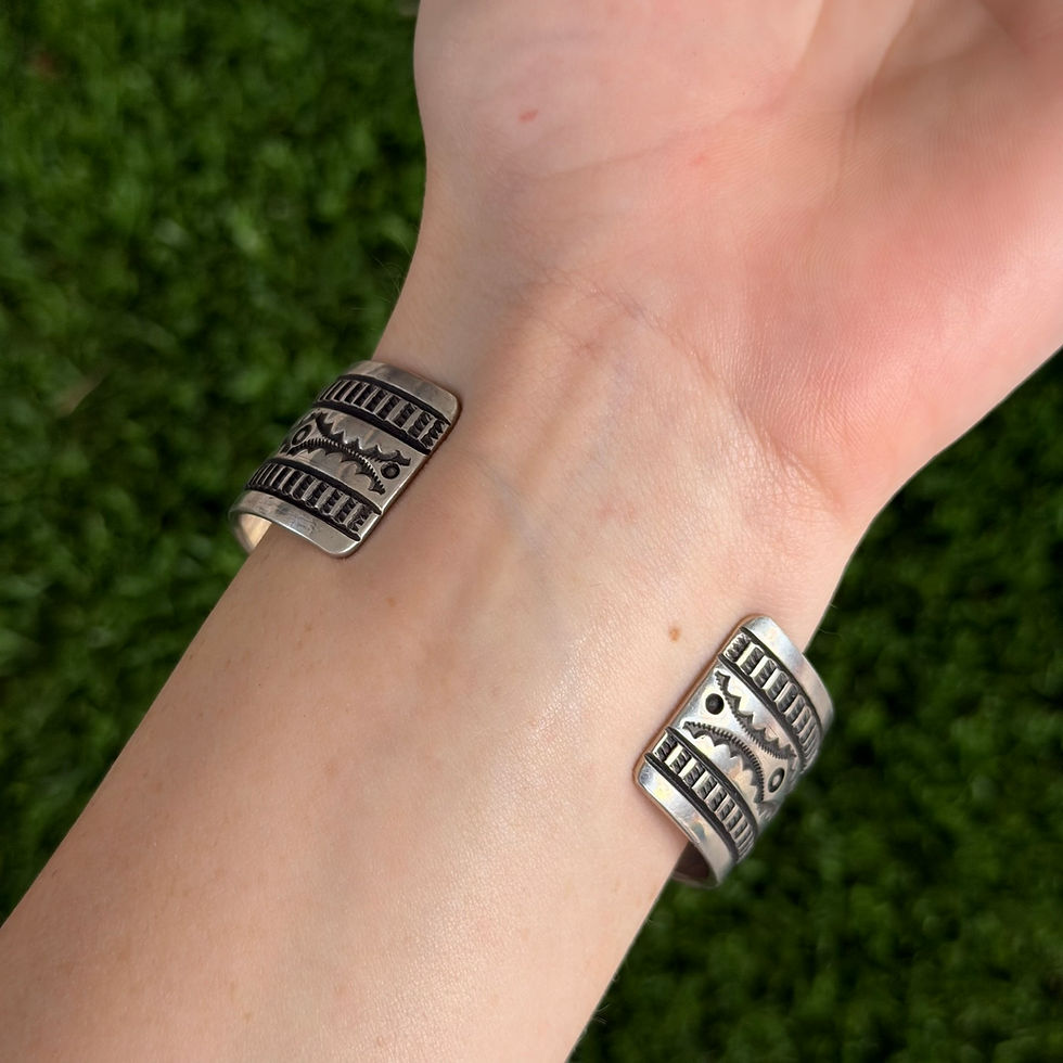 Thumbnail: Purple Spiny Oyster Sterling Embellished Cuff Handmade by Navajo Happy Piasso